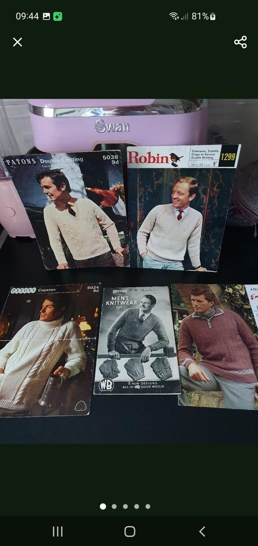  — vintage knitting patterns x 5