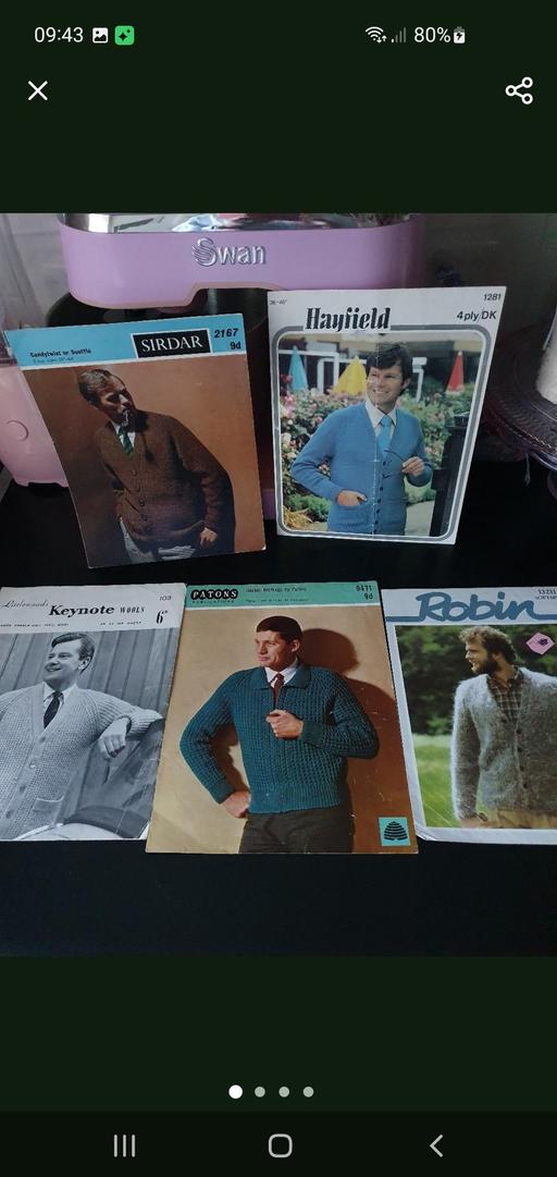  — vintage knitting patterns x 5