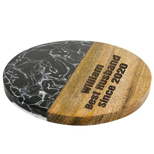  — Black Resin and Wood Coaster
