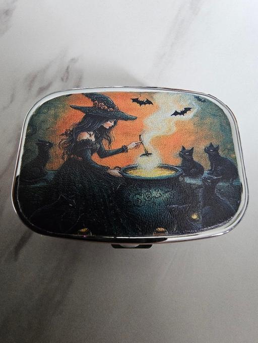  — pill box metal witch