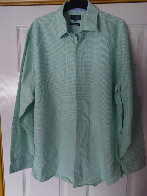  — Mens green checked regular fit shirt size 17"