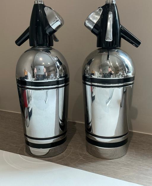  — 2 vintage chrome soda syphons