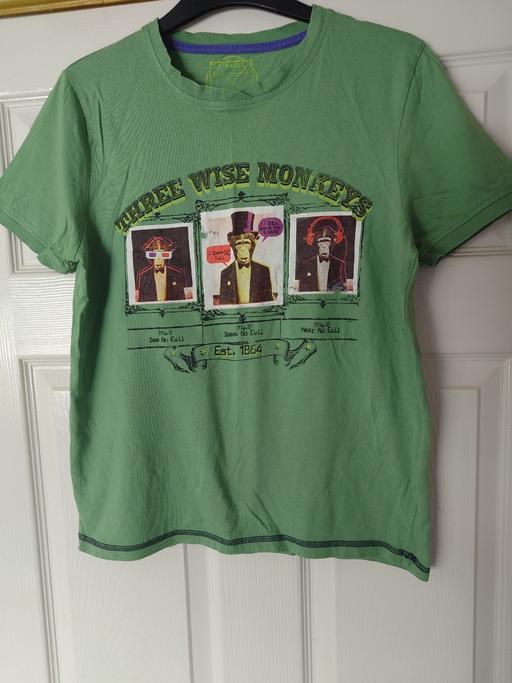  — Boys green monkey top size 13-14 years