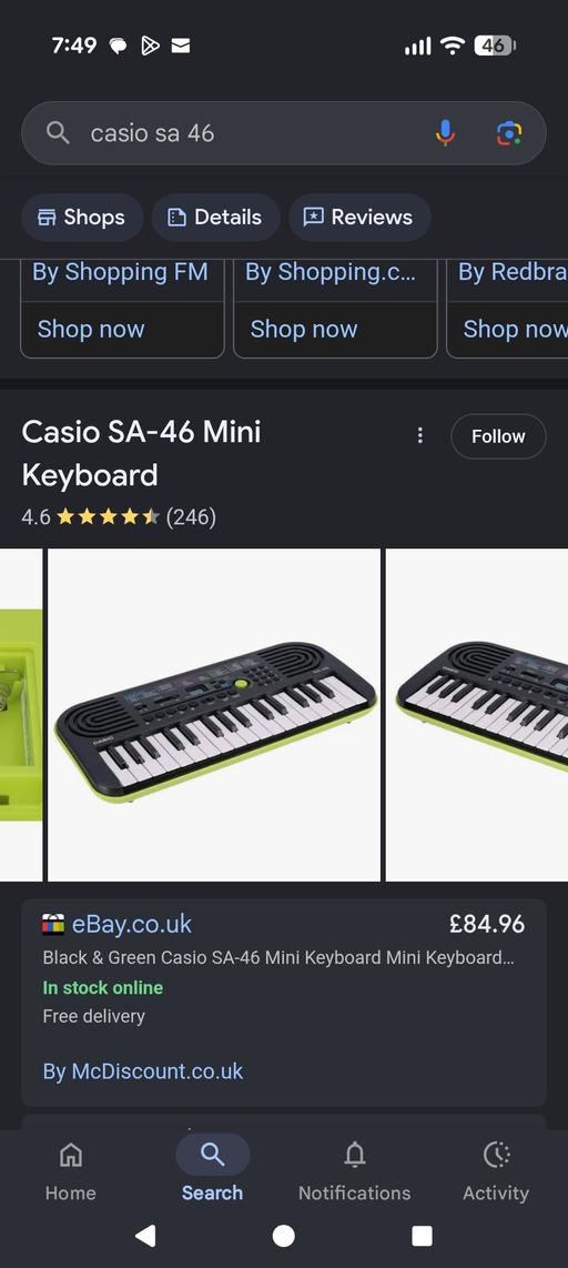  — Casio SA-46 Keyboard