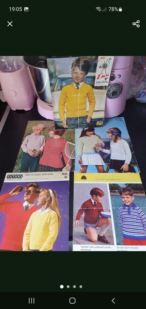  — vintage knitting patterns x 5