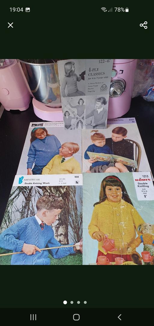  — vintage knitting patterns x 5