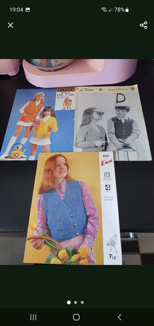  — vintage knitting patterns x 3