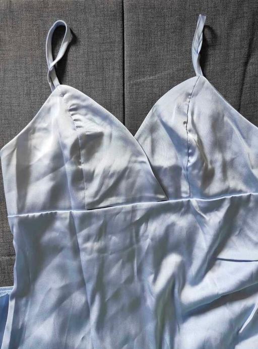  — Light blue silk prom dress