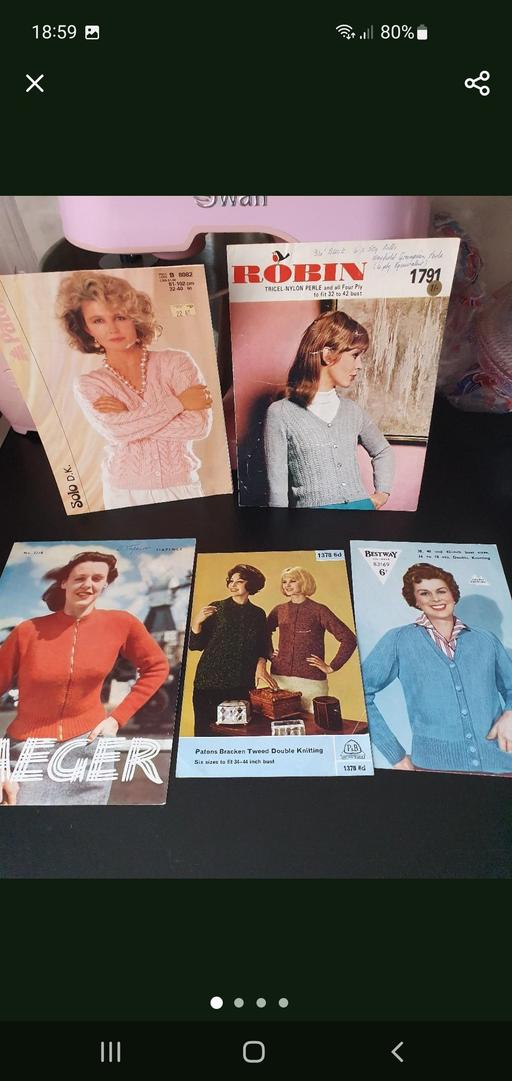  — vintage knitting patterns x 5