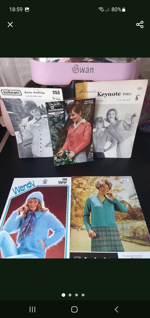  — vintage knitting patterns x 5