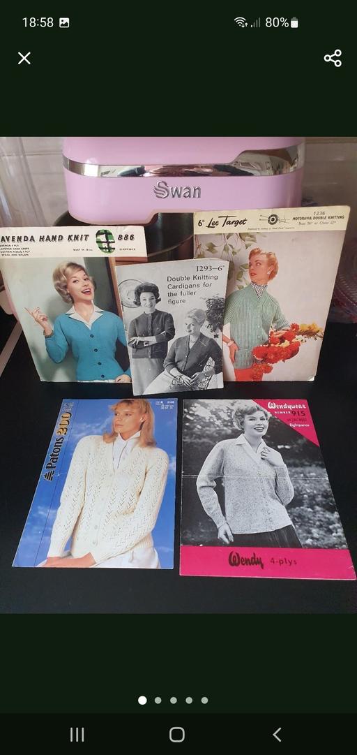  — vintage knitting patterns x 5