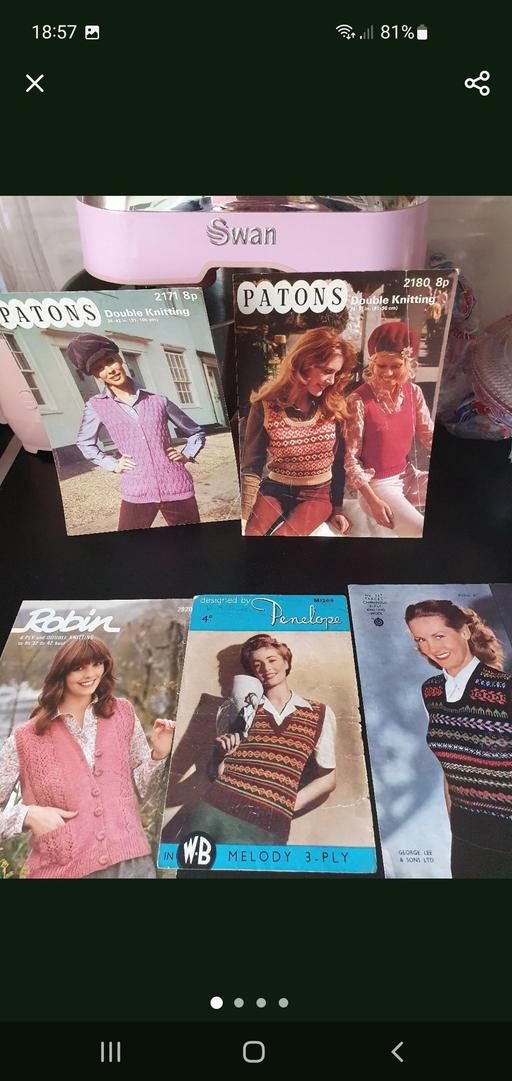  — vintage knitting patterns x 5
