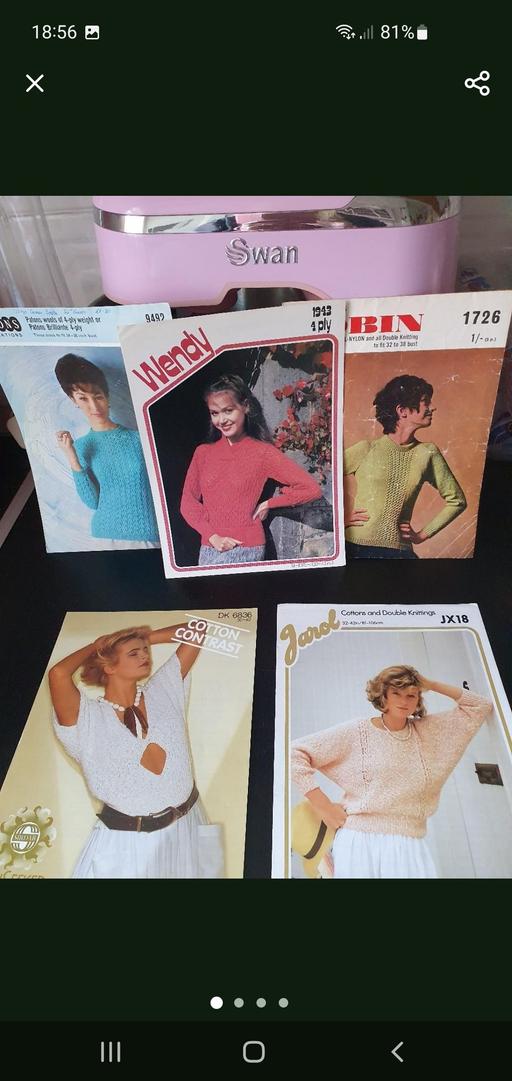  — vintage knitting patterns x 5