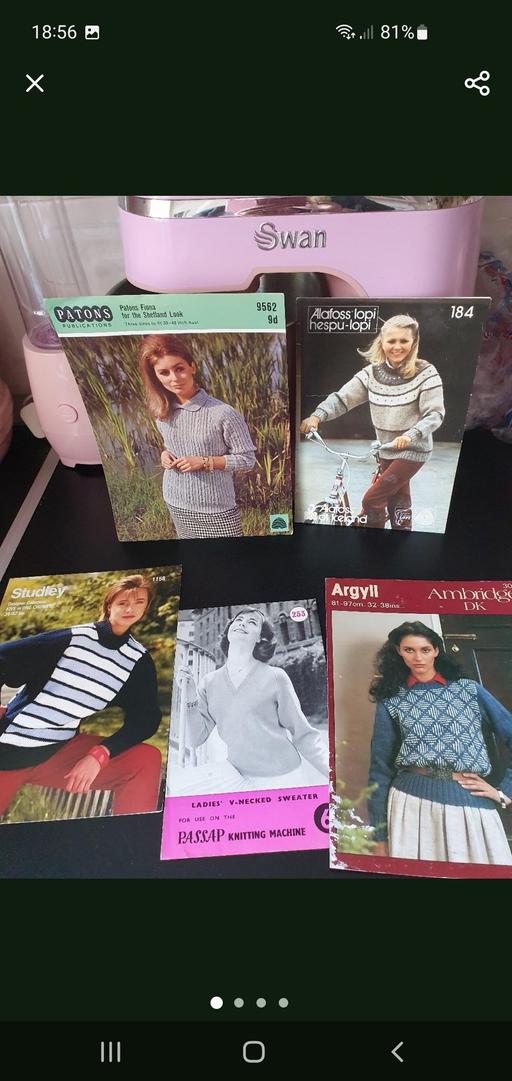  — vintage knitting patterns x 5