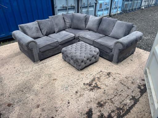  — Plush corner sofa and footstool