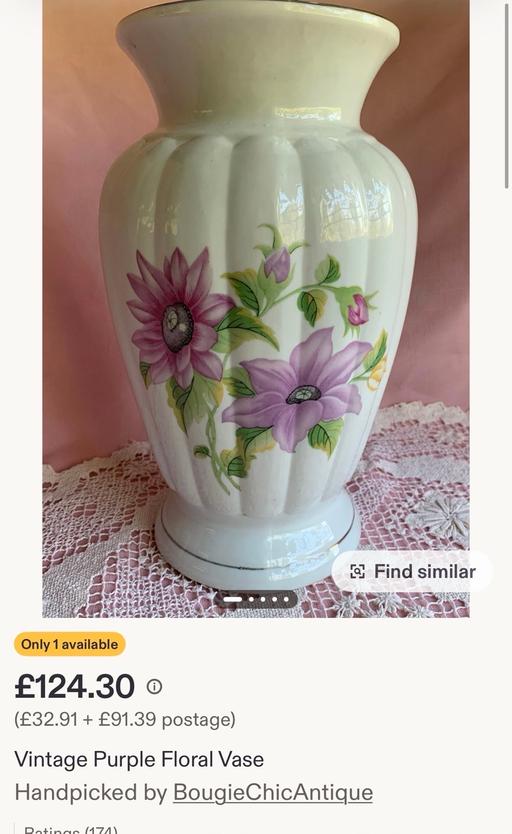  — Vintage Purple Floral Vase 🏺