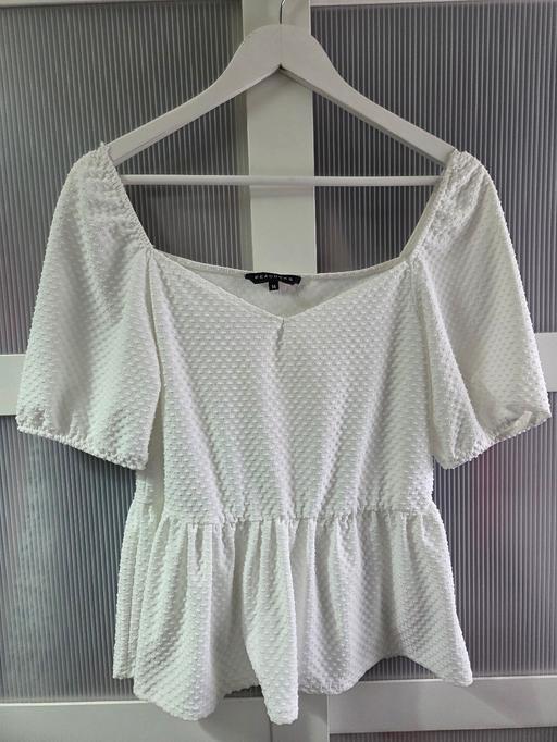  — Size 14 PEACOCKS white peplum top