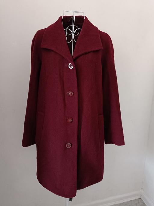  — Nuage Burgundy Mid-Length Wool Blend Coat (Si
