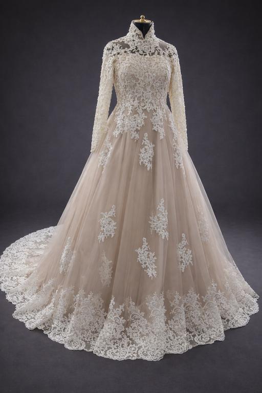  — Bridal Champagne Wedding Dress & Veil