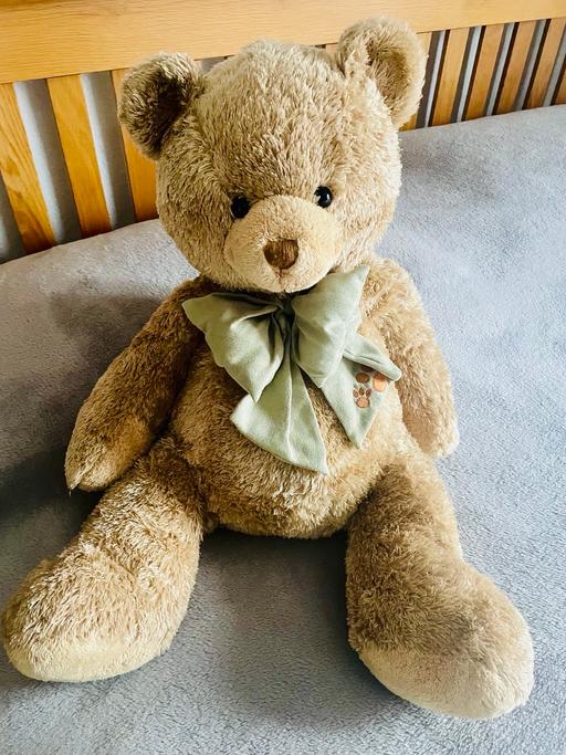  — Fluffy Teddy Bear with Sage Green Bow