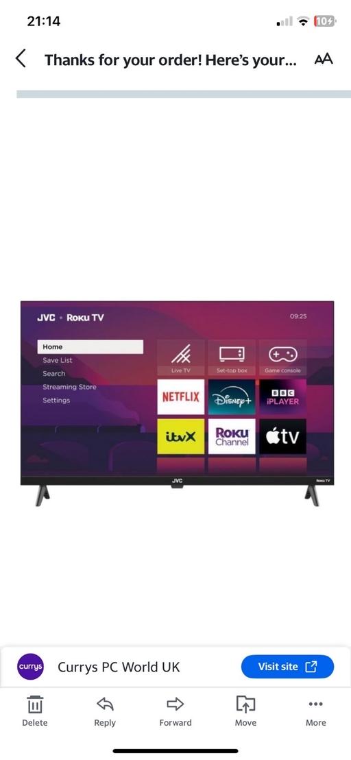  — As New Roku 32”Smart Tv