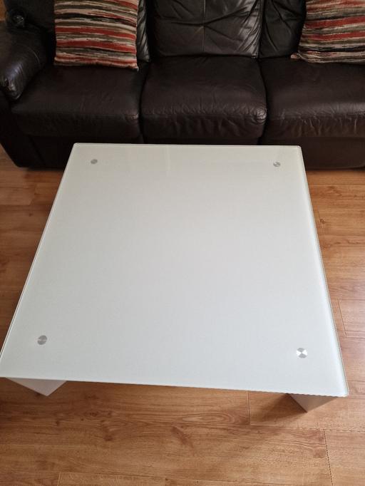  — Ikea white glass coffee table