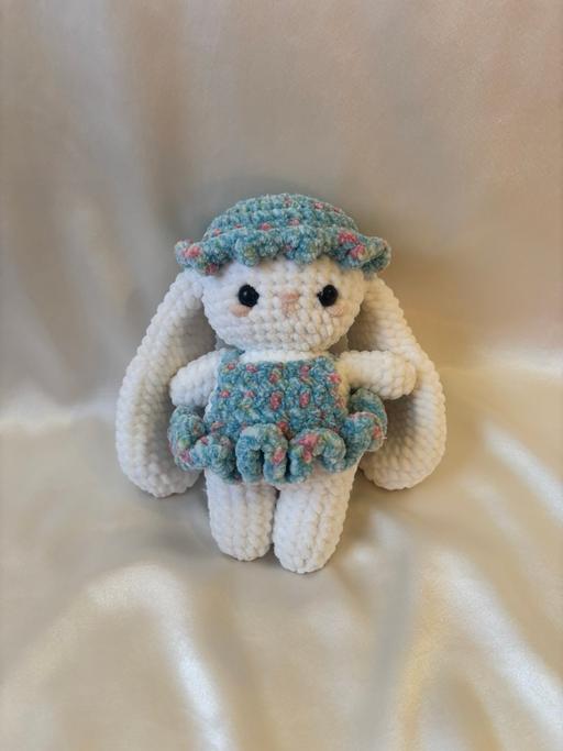  — Blue rose design bunny plush