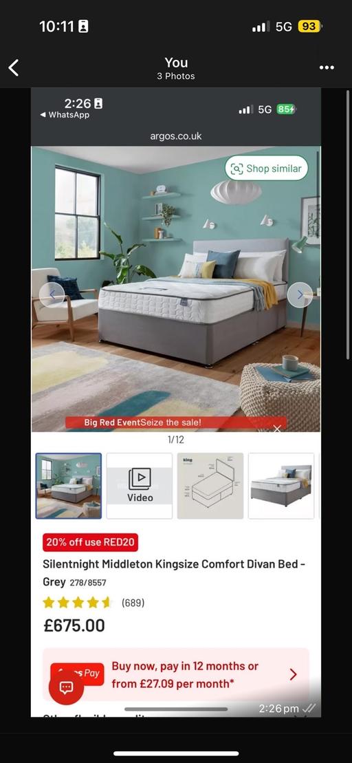  — Kingsize double bed + mattress impeccable