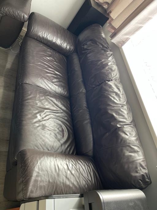  — Real  leather  3 seater 3 sofas dark brown 