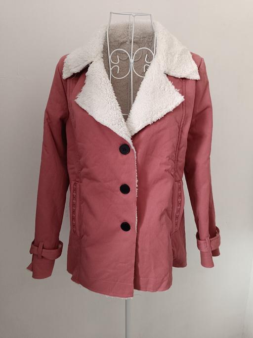  — Women's Dusty Pink Sherpa-Lined Jacket with F