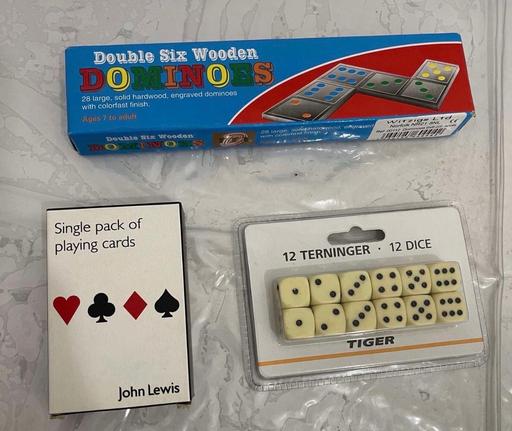  — DOMINOES WITH COLORED DOTS IN BOX