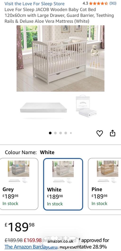  — Baby Cot Bed/Convertible Toddler Bed