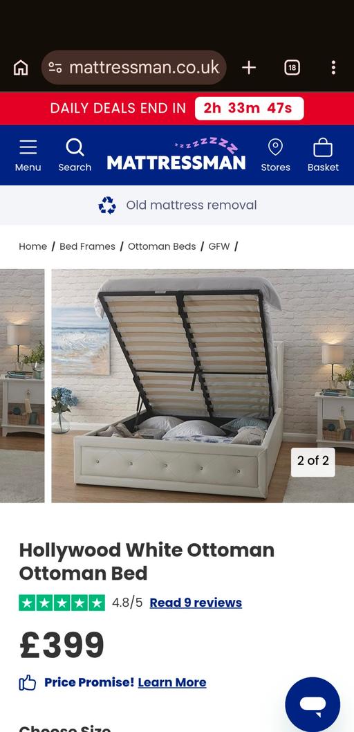  — new boxed king white ottoman