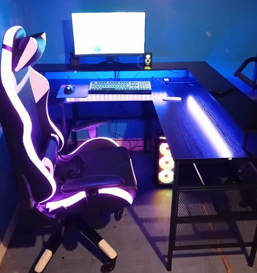  — gaming desk black and X-Rocker chair