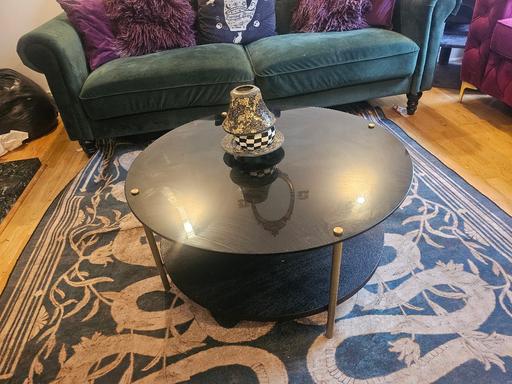  — Black & Gold Round Glass Table