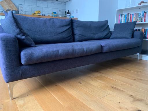  — Made Mid Century Modern Blue Sofa 