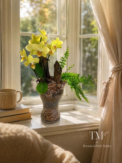  — Orchid and fern driftwood arrangement