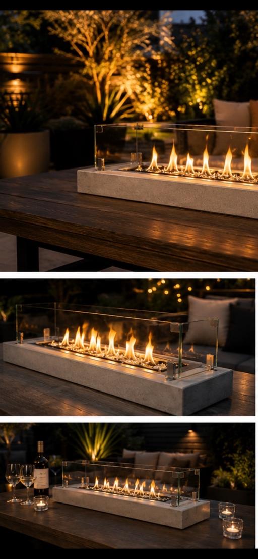  — Large bioethanol concrete table top fire 