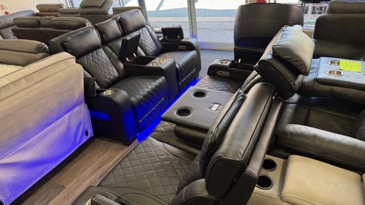  — Black leather cinema recliner sofa set