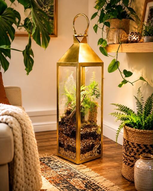  — Fern lantern Driftwood Terrarium