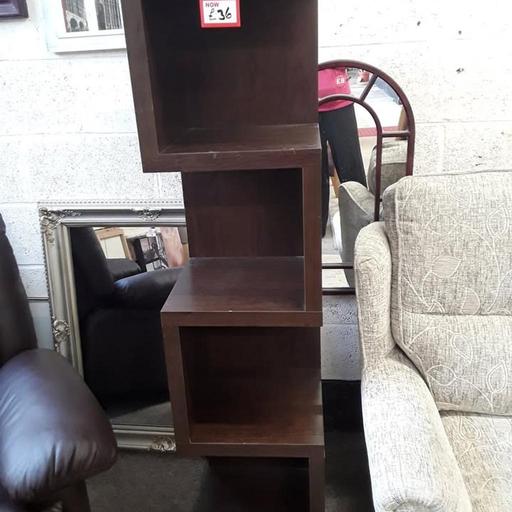  — Dark oak-effect display shelving unit