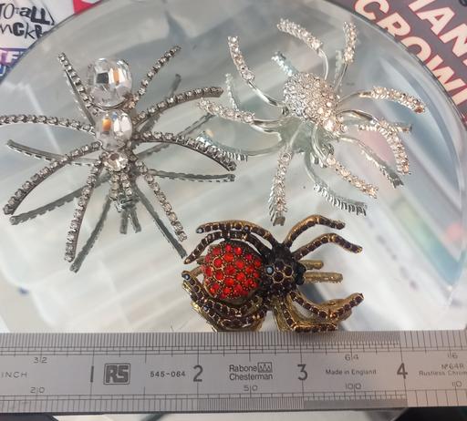  — Vintage gemstone spider brooches