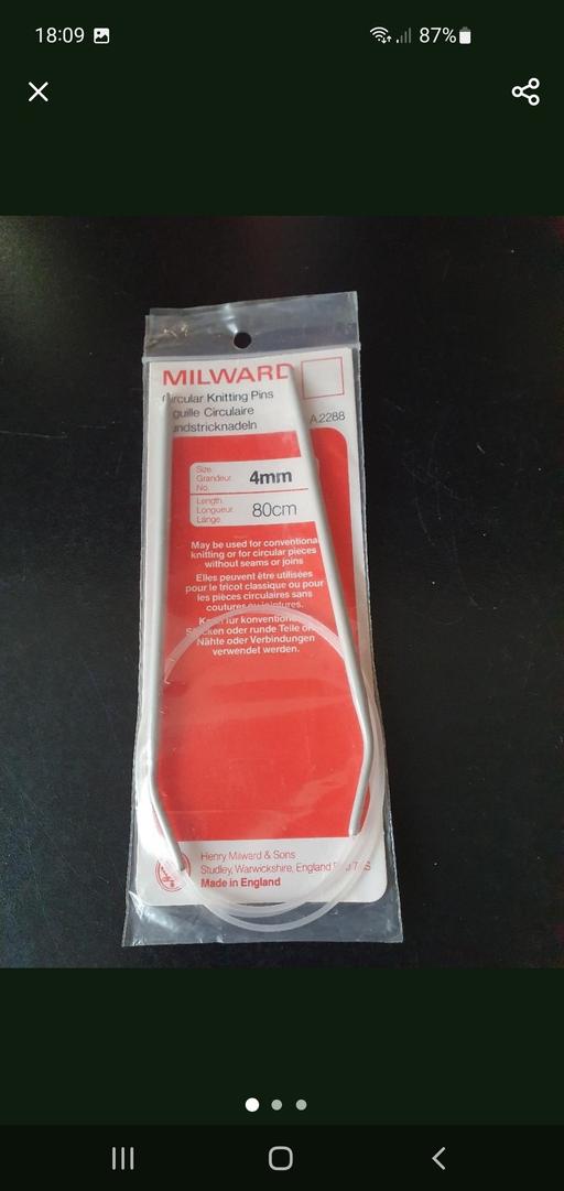  — milward circular knitting pins 4mm NEW