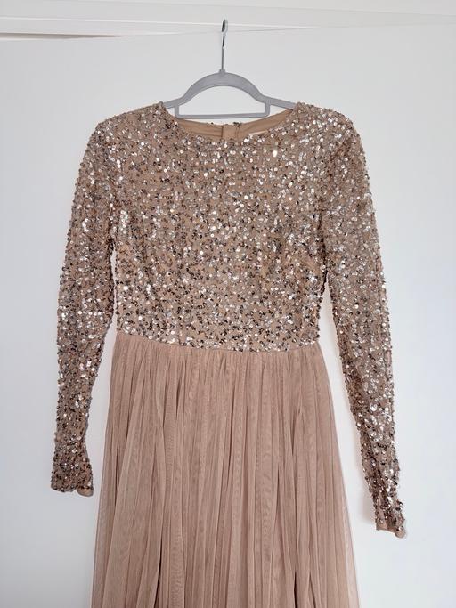  — Maya Blush Embellished Long-sleeve dress