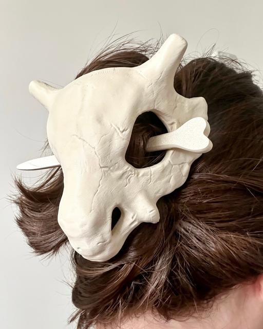  — Cubone Skull Hair Stick | 3D‑Printed