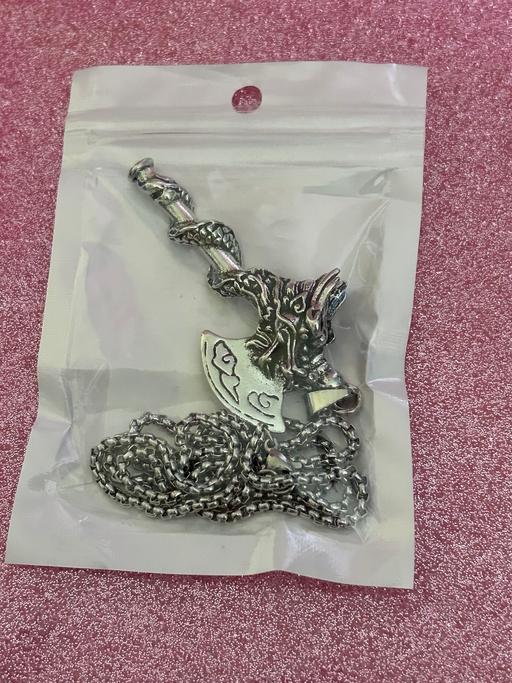  — Gothic Fantasy Viking Dragon And Axe Necklace