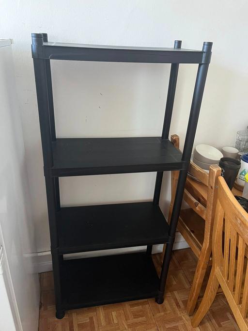  — 4 Tier Black Plastic Shelving Unit