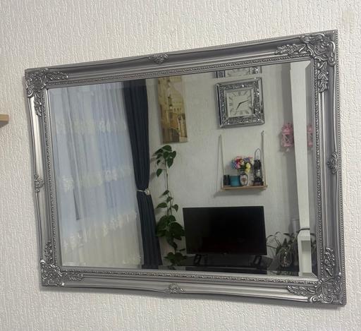  — Mirror Large Wall Antique Vintage Silver