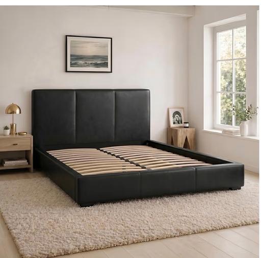  — Ottoman Black Leather Effect Double Bed