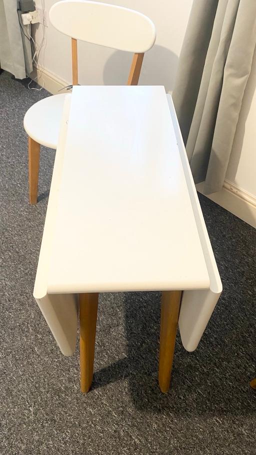  — White Folding Table with two chairs